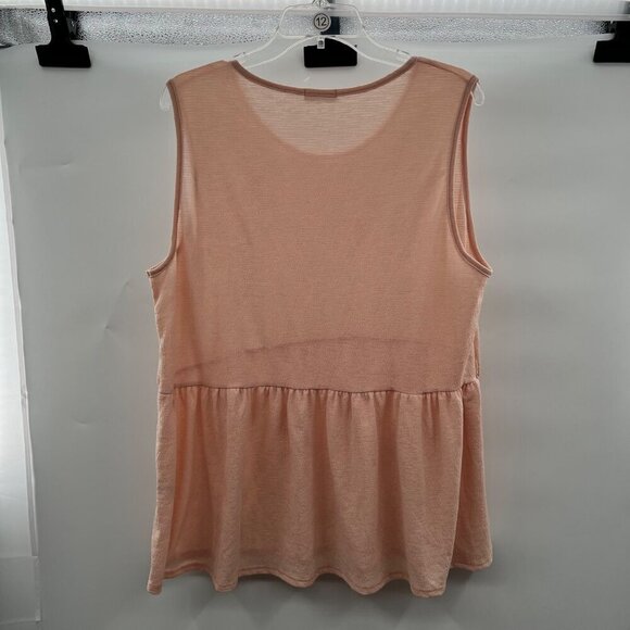 Cotton Bleu Women's Sleeveless Textured Ruffle Hem Top Peach Size XL - Picture 6 of 9